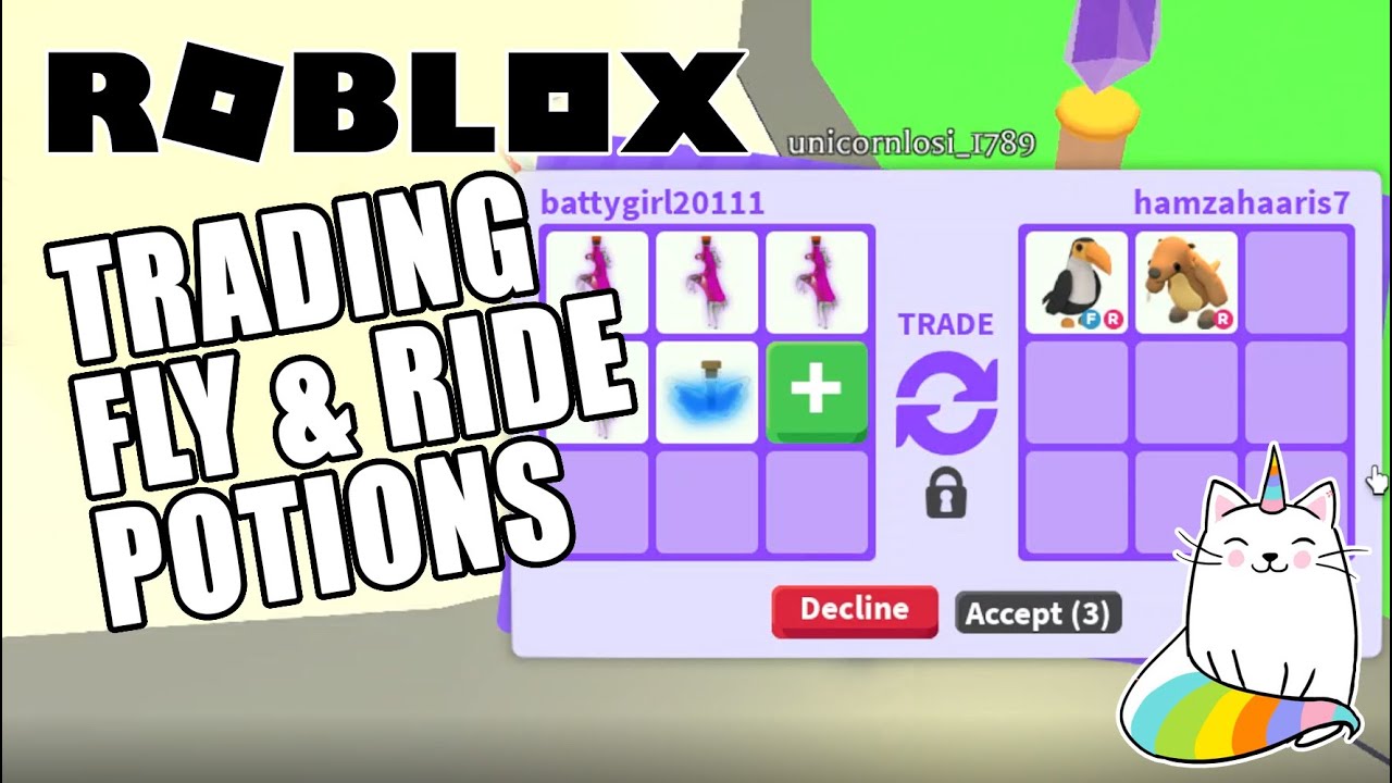 Trading Ride and Fly Potions in Roblox | Batty Girl Games
