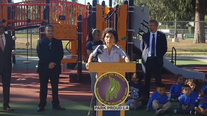 U.P.A.C's A. Becerra speaks at Hoover Park's Playg...