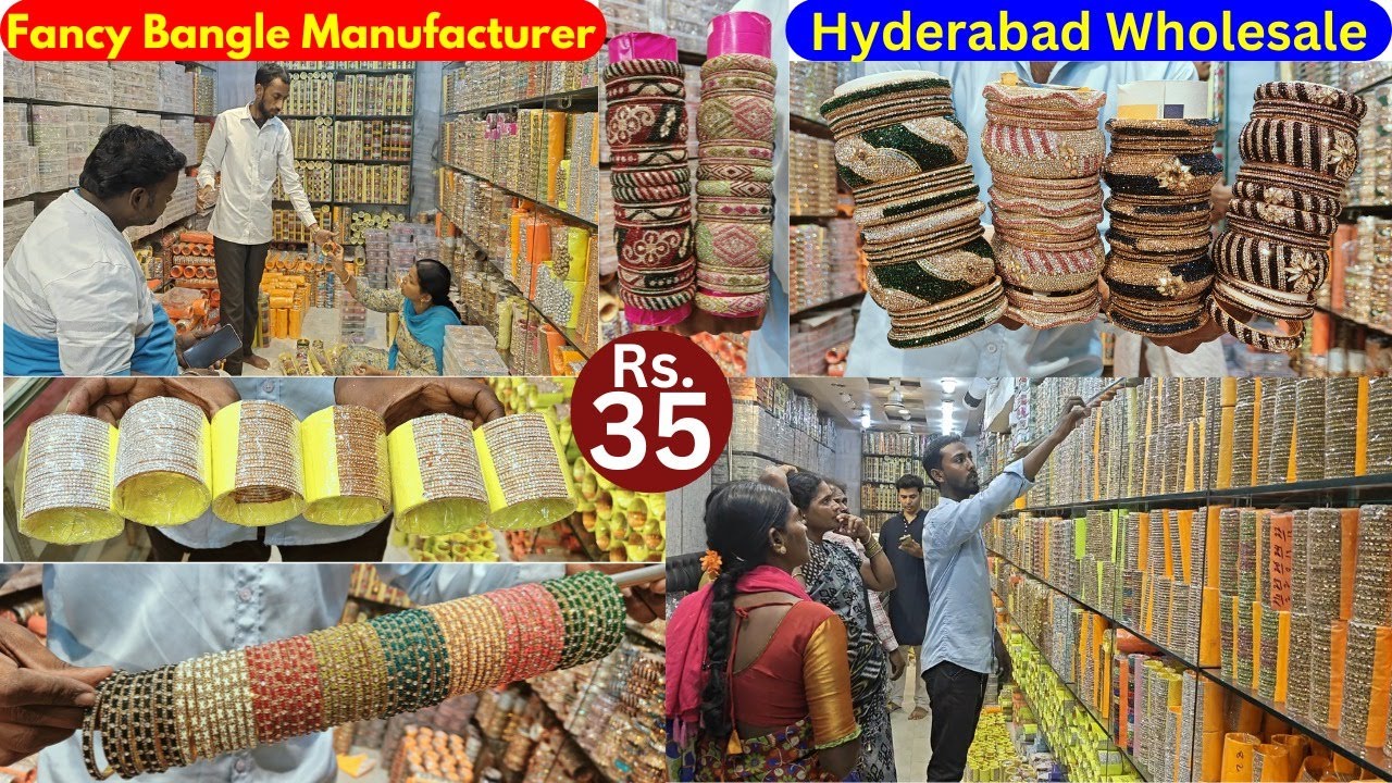 Fancy Designer Bagnles ₹ 35 Dozen Wholesale Bangle Market Hyderabad Wholesale Latkan Bangle Set