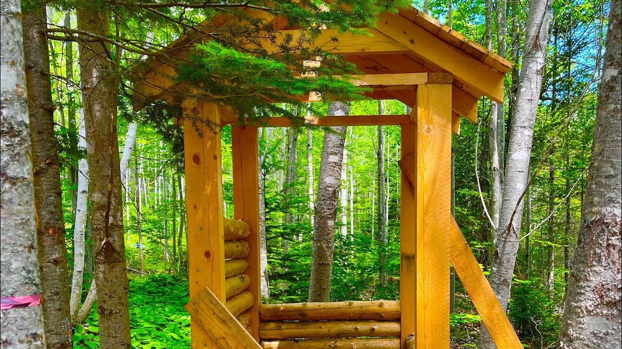 Building an outhouse , off grid log cabin in the wilderness, woodwork ...