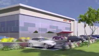 Drone shoot with animated rendering of a future Building site