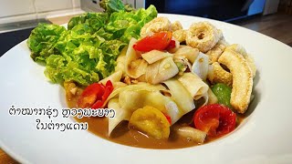 How to make Papaya Salad |Thum mark hoong Luang Prabang ຕຳໝາກຮຸ່ງ ຫຼວງພະບາງ| Lao Food in Belgium