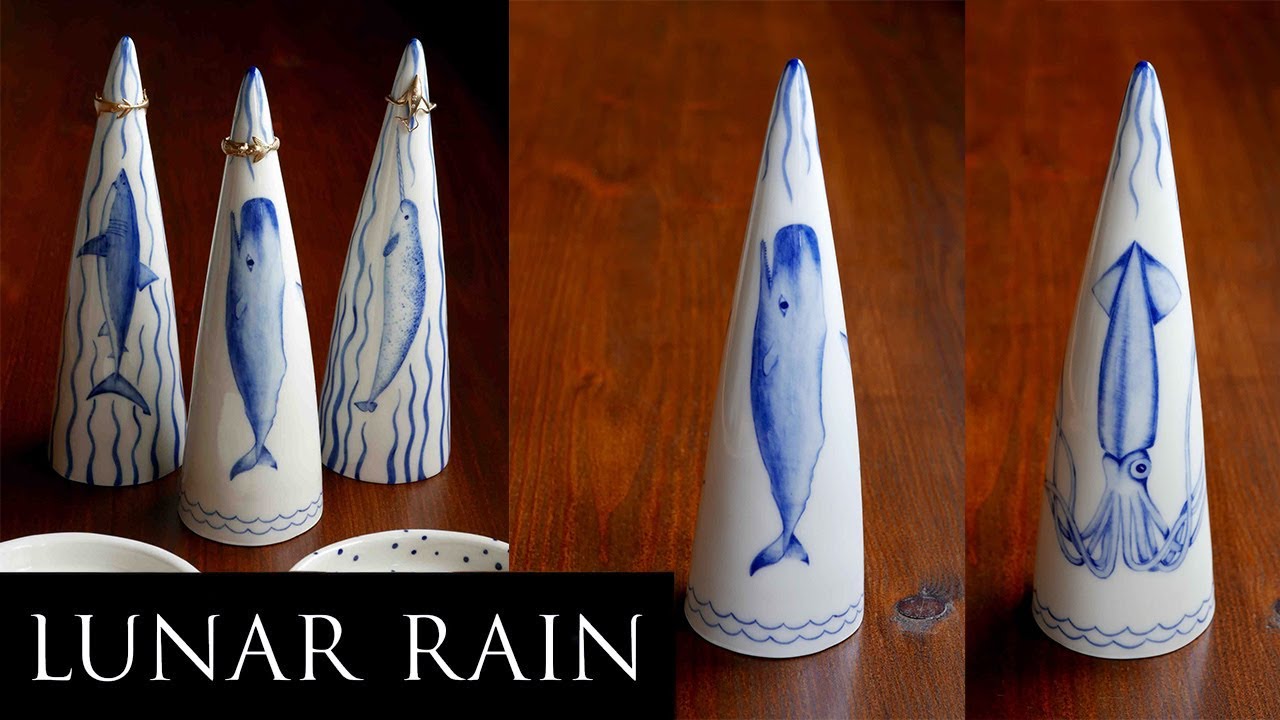 Painting Lunar Rain Ceramic Art - Sperm Whale & Squid Ring Cone