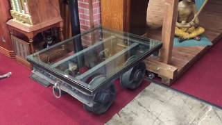 Railroad cart coffee table SOLD! WE BUY, SELL, RESTORE, cool antiques at: http://www.mantiquesnetwork.com/