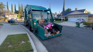 Various Bulky Item Garbage Trucks crushing bulky items 