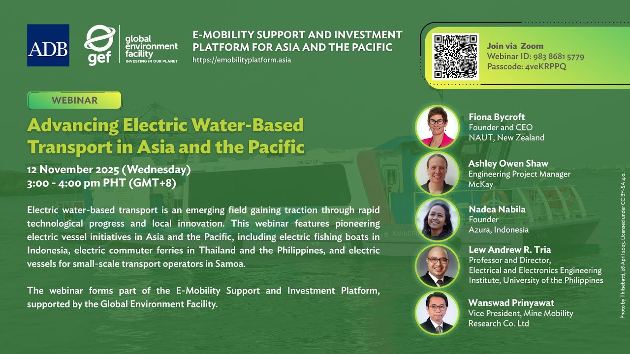 E-Mobility Webinar Series: Advancing Electric Water-Based Transport in Asia and the Pacific