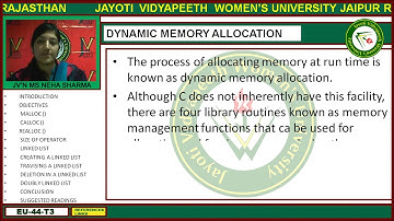 Jayoti Vidyapeeth - Faculty of Engineering and Technology - Dynamic Memory Allocation