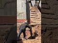 Excavator hits concrete with wooden poles,Excavator tractor digging pits #DIY #welding