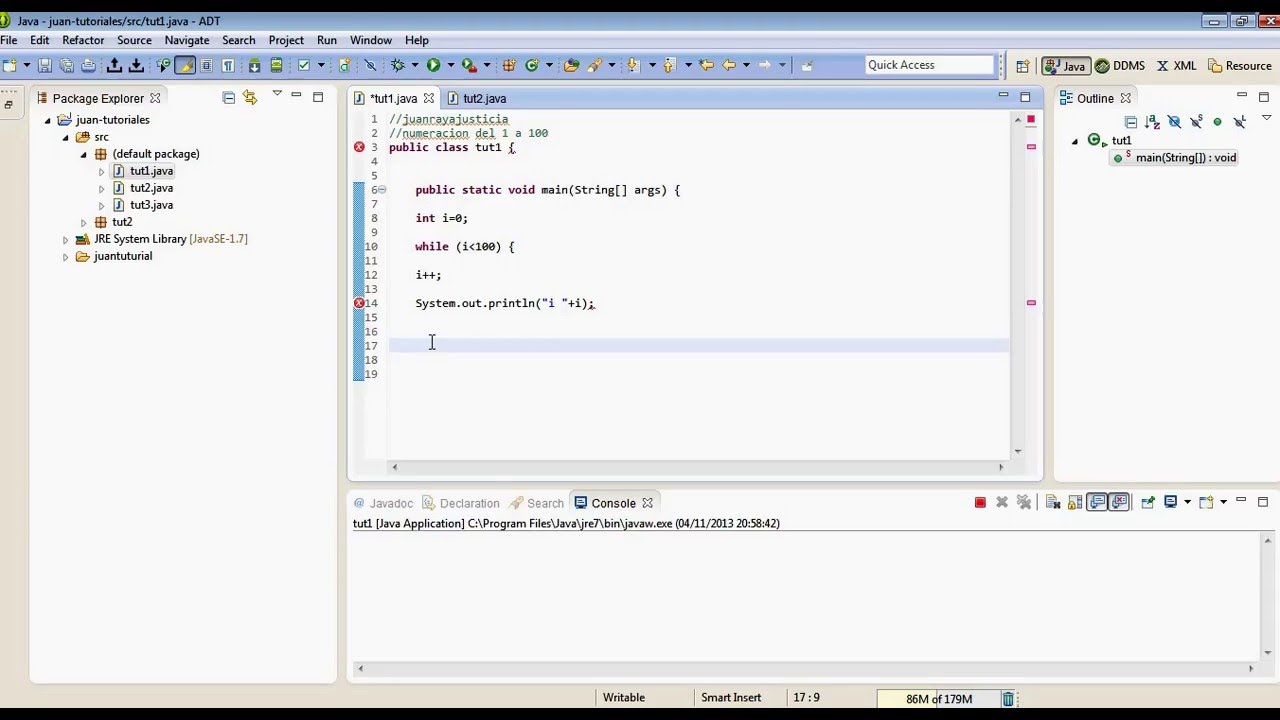Tutoriales java y Android contador 1 a 100 - YouTube