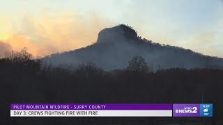 Pilot Mountain wildfire doubles in size overnight