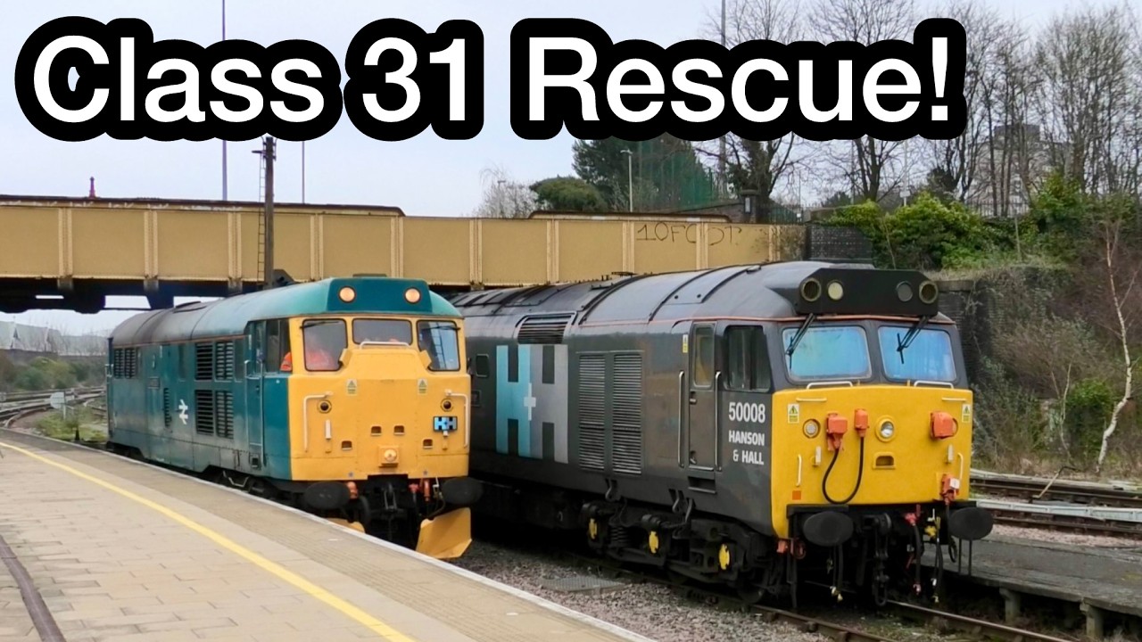 Class 31 to the RESCUE as 31128 drags FAILED 50008 for REPAIRS.. Plus locos on Depot at Leicester!