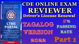 CDE ONLINE VALIDATION EXAM REVIEWER | RENEWAL DRIVER’S LICENSE | 100% PASSING RATE PART 1 | TAGALOG