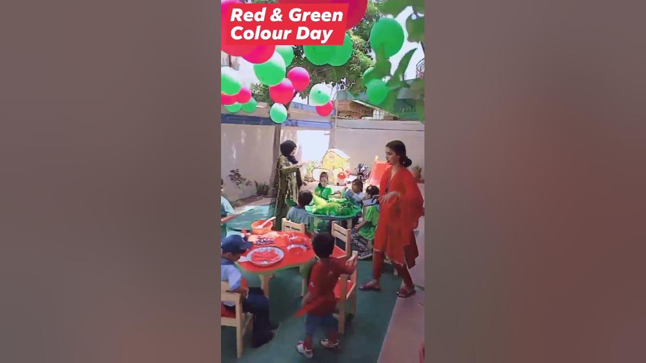 the-spirit-school-maymar-campus-red-green-colour-day-activity-youtube