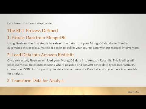 Understanding the ELT Process for MongoDB and Amazon Redshift