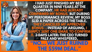 My Boss Cut My Bonus During Review. 3 Days Later, The $59M Merger Collapsed Without My Signature