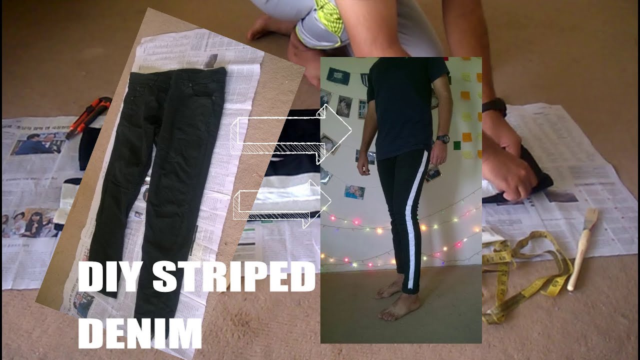DIY Striped Black Denim | Track Jeans | Side Striped | In Pakistan - YouTube