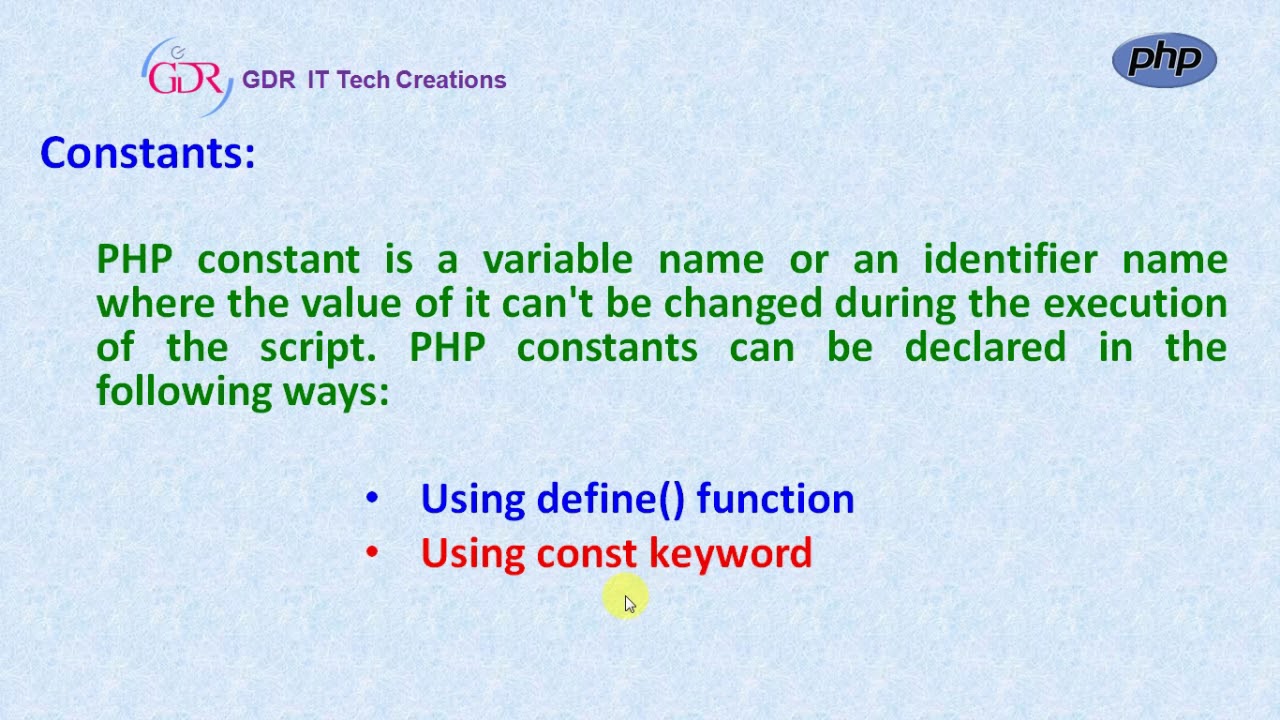 PHP Variables & Constants in Telugu - YouTube