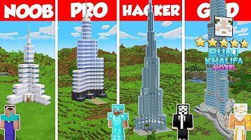Burj Khalifa Build Battle Challenge - Noob vs Pro vs Hacker vs God - Minecraft Animation