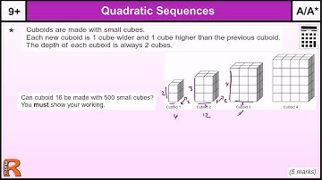 Quadratic sequences GCSE Maths revision Exam paper practice & help