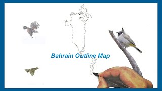 How to draw Bahrain Map || Bahrain Outline Map Drawing