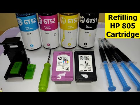 Refilling HP 805 Inkjet Cartridge for HP 2300, 2331, 2332, 1110, 1112, 1212 printers | in