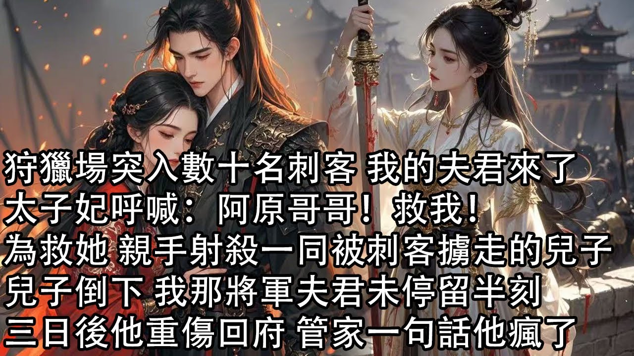 【一口氣看完】狩獵場突入數十名刺客 我的夫君來了，太子妃呼喊：阿原哥哥 救我！為救她 親手射殺一同被刺客擄走的兒子，兒子倒下 我那將軍夫君未停留半刻，三日後他重傷回府 管家一句話他瘋了