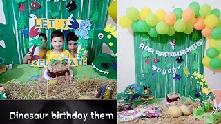 Dinosaur Birthday them | Dinosaur birthday party | birthday easy and simple decor