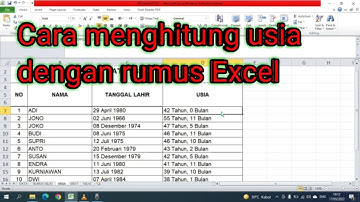 Cara menghitung usia dengan excel