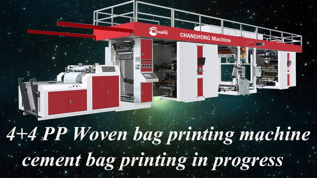 CI flexo printing machine 4+4 cement pp woven bag printing (2020) - YouTube