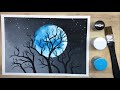 Ep.56 A Full Moon In The Night Sky Painting Tutorial | สอนวาดภาพคืนพระจันทร์เต็มดวง