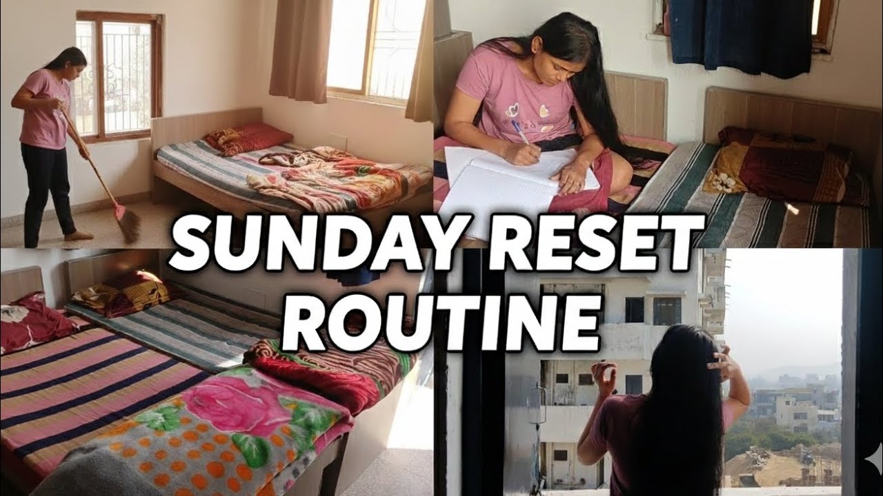 SUNDAY RESET ROUTINE | Productive Day - deep cleaning , hair care , studying , skin care | 