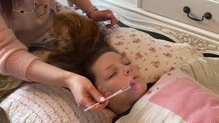 💟 ASMR ~ Calming Face Brushing, Face Massage, Hair Play & Head Massage ~ Oil ~ Whispering 💟
