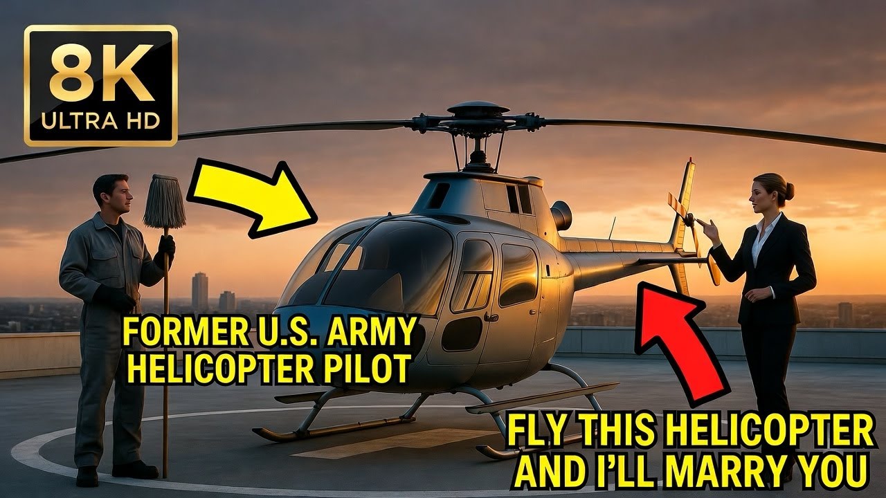 Fly This Helicopter and I’ll Marry You”— CEO Mocked the Janitor, But His Secret Left Her Speechless