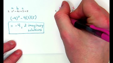 Quadratics - Discriminant w/ 0 real / 2 imaginary solutions