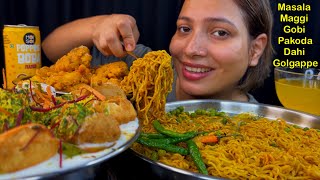 Eating Spicy🔥 Maggi Masala, Gobi Pakoda, Dahi Golgappe, Chilli | Indian Street Food Eating Show Asmr