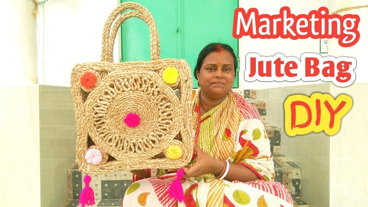 How to Make Handmade Ladies Marketing bag using Jute |  Jute Rope marketing bag | Jute diy craft