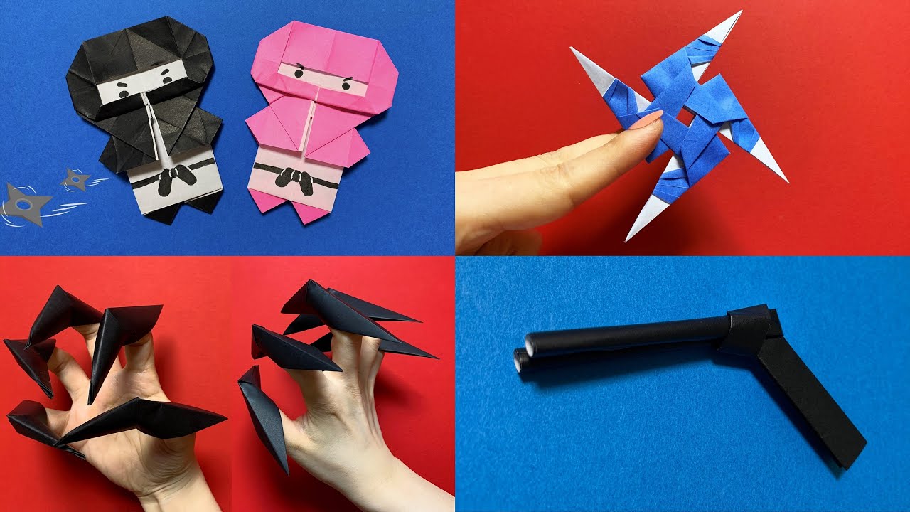 折り紙】忍者 手裏剣 爪 ピストル🔫How to make paper Ninja#닌자#忍者