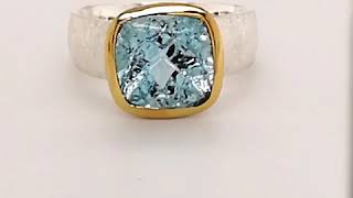 Blau-Topas Ring in Silber Gr. 57