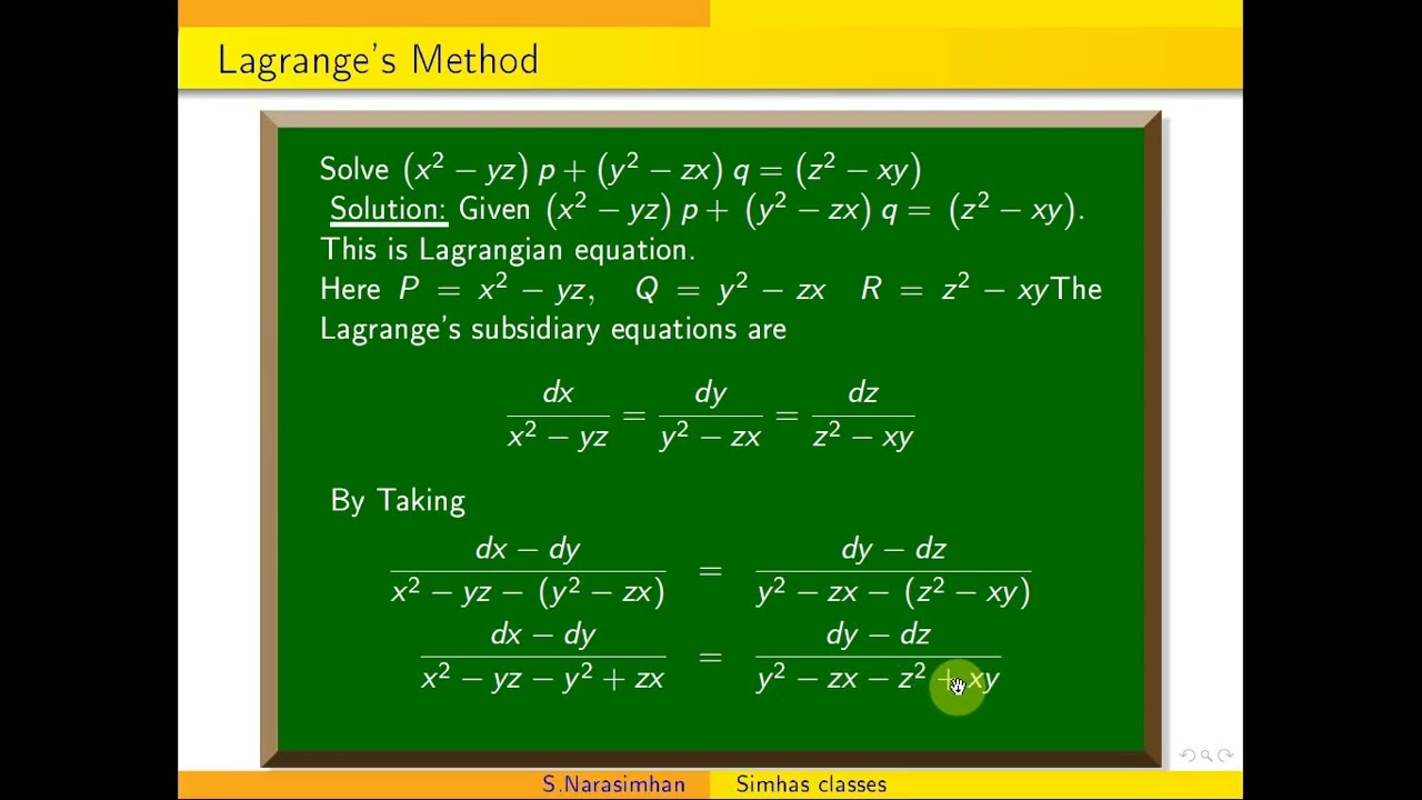 Pde Lagrangemethod Solve X 2 Yz P Y 2 Zx Q Z 2 Xy Youtube