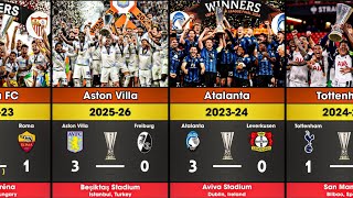 UEFA Europa League Final Results of All Time  -  Aston Villa  2026 UEFA Europa League Won.