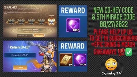 MLA New cd-key code and 5th tinted mirage code