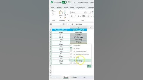 How to fill weekdays using Auto fill options #shorts