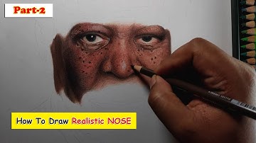 How To Draw Realistic Nose | Morgan Freeman Realistic Drawing | Colour Pencil Drawing - Part 2