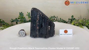 Model # 3302BT-032 Rough Freeform Black Tourmaline Cluster by BrazilGems.com 🏷 FOR SALE🛍🛒Shop Now 