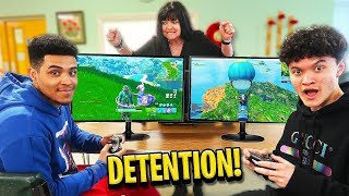 16 Year Old Little Brother 1v1's BEST Fortnite Player in School Detention