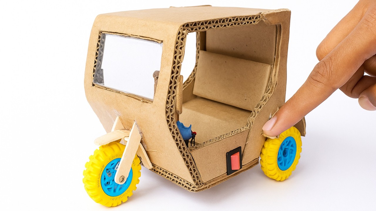 How To Make Auto Rickshaw With Cardboard And DC Motor | DIY RICKSHAW