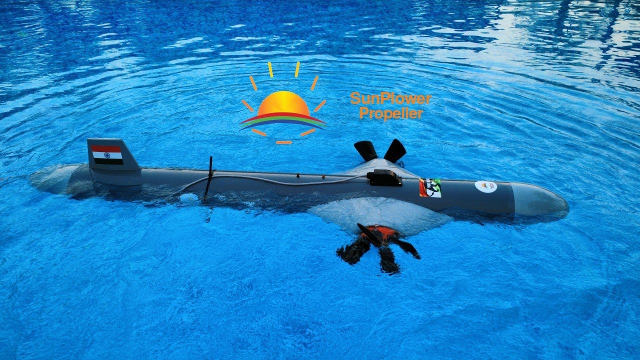 Under Water Drone using SunPlower Propeller testing in a swimming pool (4K)