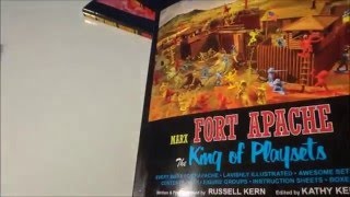 New book so cool shows every vintage Marx Fort Apache play set, Instrx, shows rare sets, years made, factory photos too, contents 