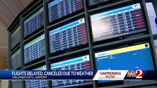 Flights delayed at Orlando International Airport due to severe weather