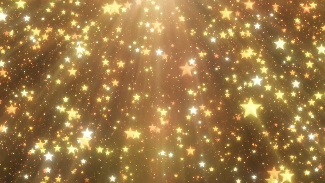 Golden Shimmering Star Shower Cascade 4K Looping Background Effect